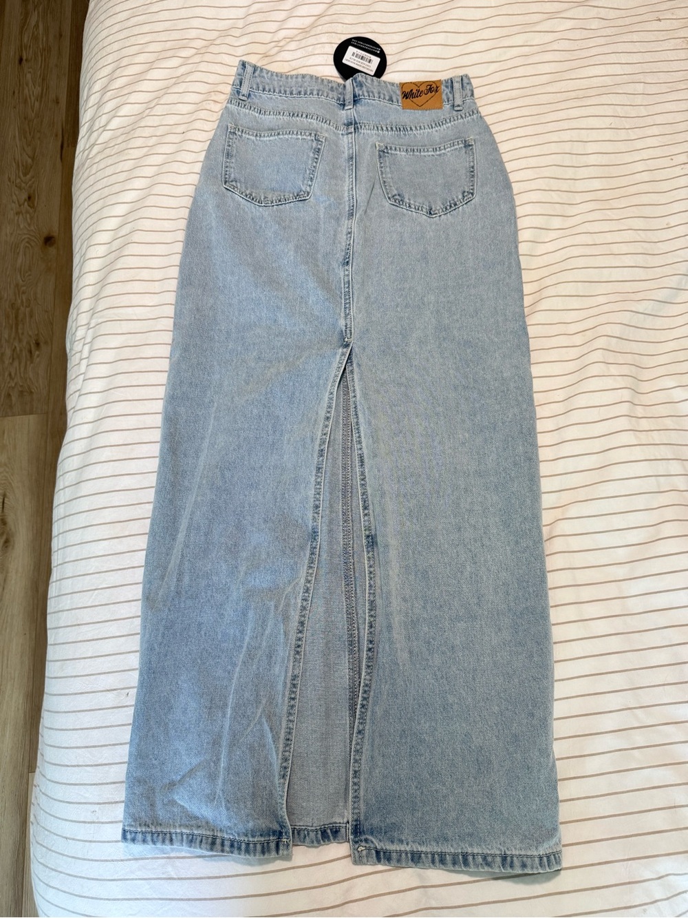 White Fox Boutique Light Blue Denim Maxi Skirt